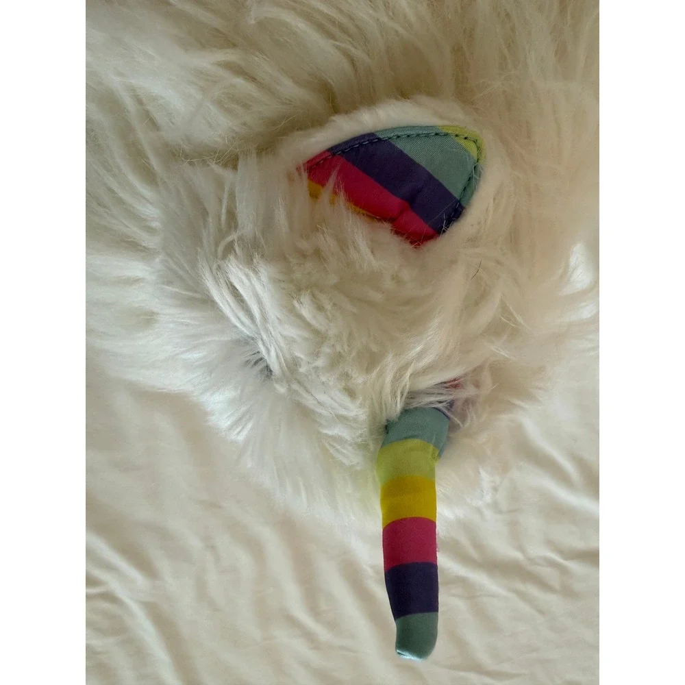 Douglas Ziggy Caticorn Rainbow Fuzzle Plush White Shaggy 16 Inch